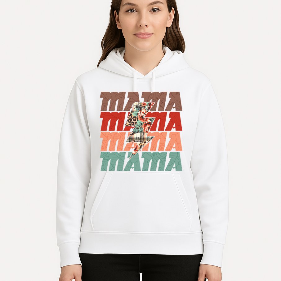 Mothers Day Mama Lightning Rose Pattern Hoodie