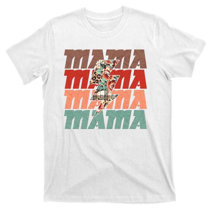 Mothers Day Mama Lightning Rose Pattern T-Shirt