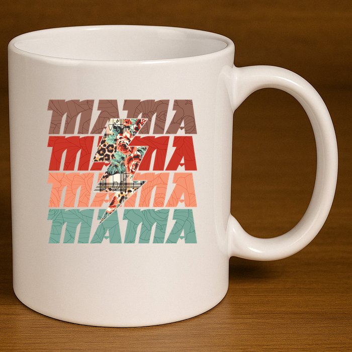 Mothers Day Mama Lightning Rose Pattern 11oz C Handle Ceramic Mug