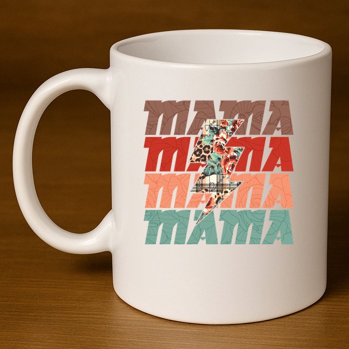 Mothers Day Mama Lightning Rose Pattern 11oz C Handle Ceramic Mug