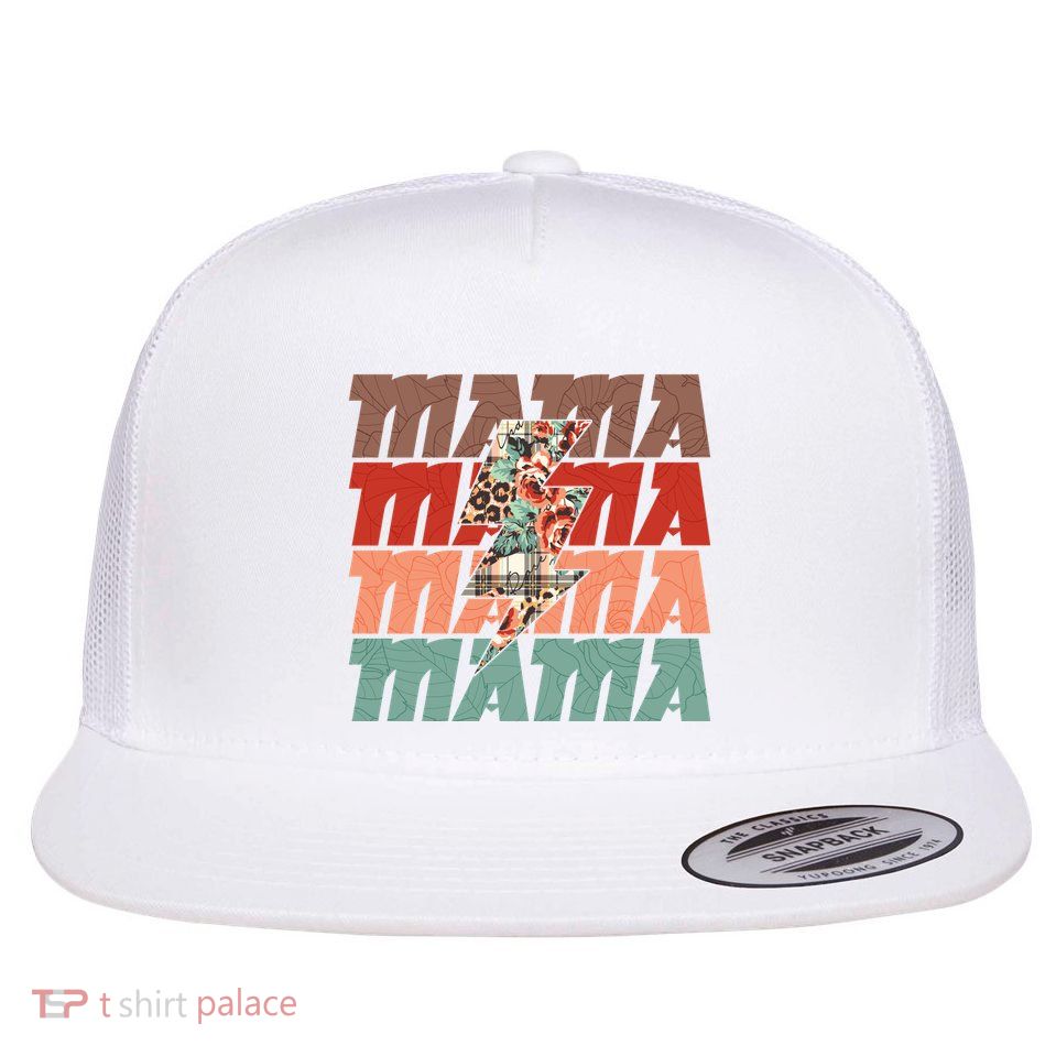 Mothers Day Mama Lightning Rose Pattern Flatbill Hat