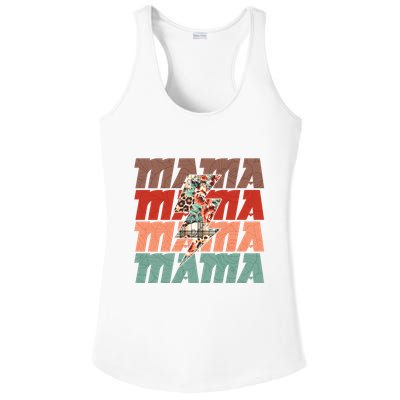 Mothers Day Mama Lightning Rose Pattern Ladies PosiCharge Competitor Racerback Tank