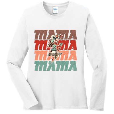 Mothers Day Mama Lightning Rose Pattern Ladies Long Sleeve Shirt