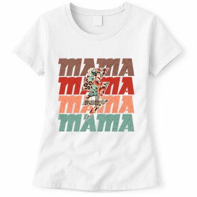 Mothers Day Mama Lightning Rose Pattern Womens T-Shirt