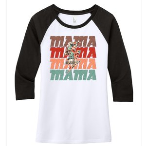 Mothers Day Mama Lightning Rose Pattern Women's Tri-Blend 3/4-Sleeve Raglan Shirt