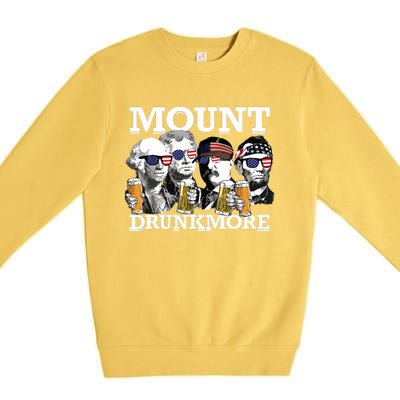 Mount Drunkmore Mount Rushmore Us Presidents Drinking Premium Crewneck Sweatshirt