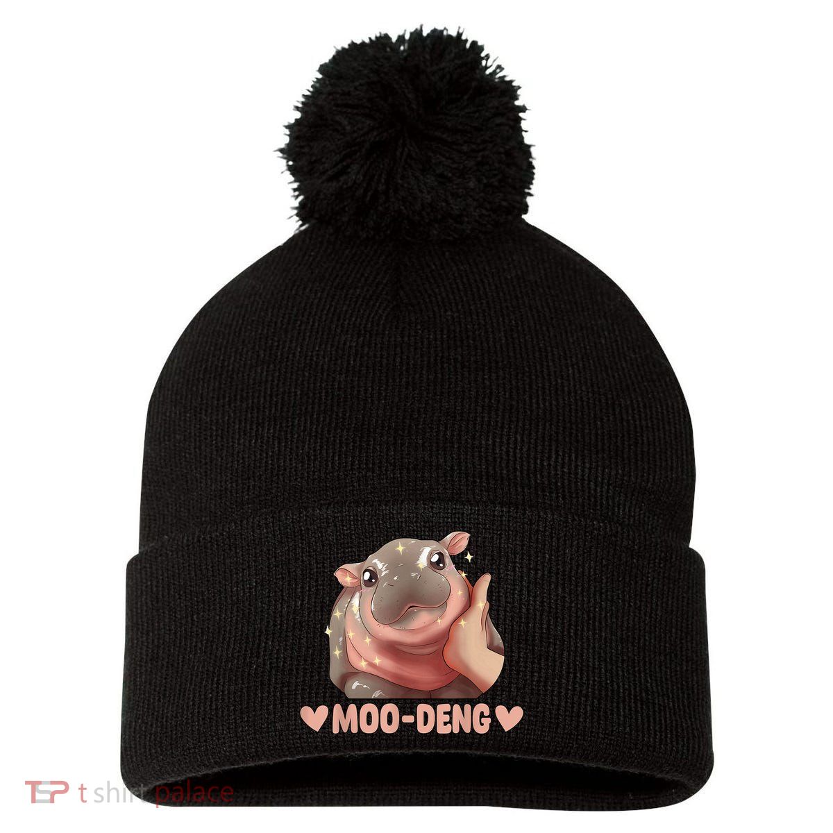 Moo Deng Pom Pom 12in Knit Beanie