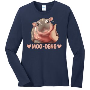 Moo Deng Ladies Long Sleeve Shirt