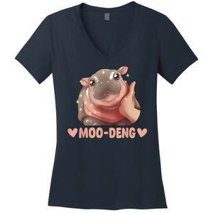 Moo Deng Women's V-Neck T-Shirt