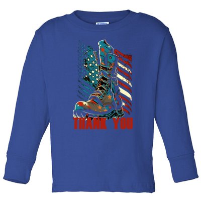 Memorial Day Military Boots American Usa Flag 4th Of July Gift Toddler Long Sleeve Shirt