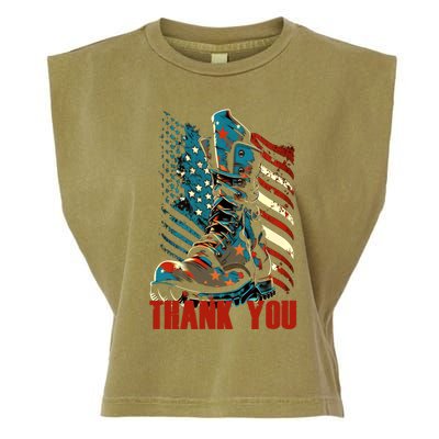 Memorial Day Military Boots American Usa Flag 4th Of July Gift Garment-Dyed Women's Muscle Tee