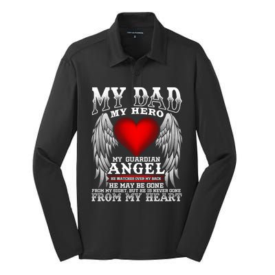 My Dad My Hero My Guardian Angel! Father's Day Gift Silk Touch Performance Long Sleeve Polo