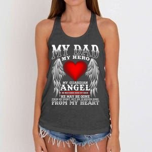 My Dad My Hero My Guardian Angel! Father's Day Gift Women's Knotted Racerback Tank