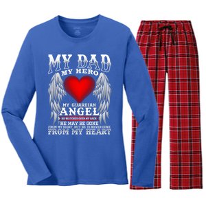 My Dad My Hero My Guardian Angel! Father's Day Gift Women's Long Sleeve Flannel Pajama Set 