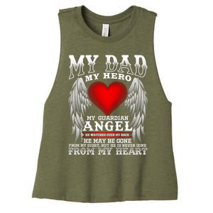 My Dad My Hero My Guardian Angel! Father's Day Gift Women's Racerback Cropped Tank