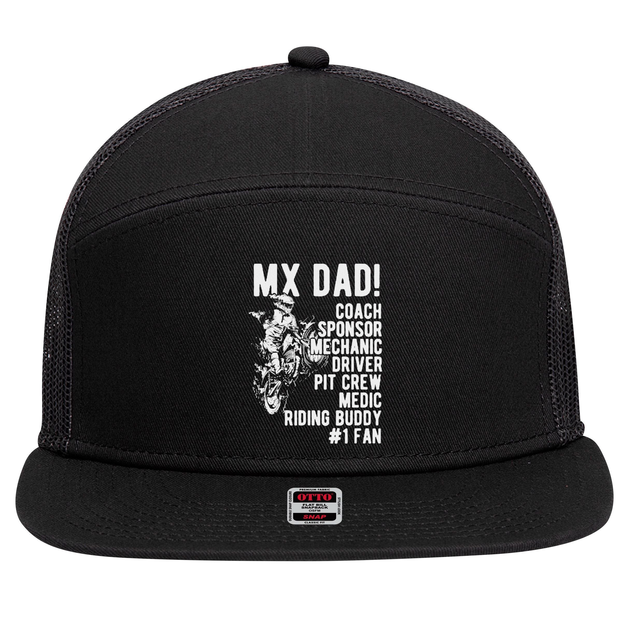 Mx Dad Moto Cross Dad 7 Panel Mesh Trucker Snapback Hat
