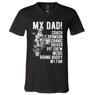 Mx Dad Moto Cross Dad V-Neck T-Shirt