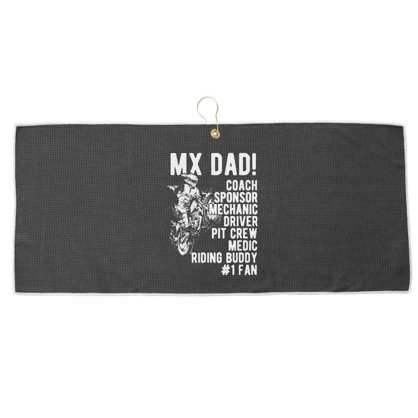 Mx Dad Moto Cross Dad Large Microfiber Waffle Golf Towel