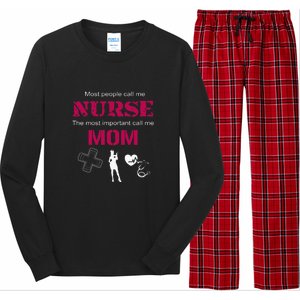 Mother's Day Most People Call Me Nurse Mom Gift Long Sleeve Pajama Set