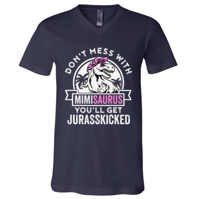 Mimisaurus Dinosaur Mimi Saurus Mother's Day V-Neck T-Shirt