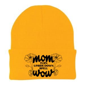 Mothers Day Mom Turn Upside Down Spell Wow Knit Cap Winter Beanie