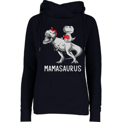 MotherS Day Mom Mamasaurus Dinosaur Mama T Rex Saurus Womens Funnel Neck Pullover Hood