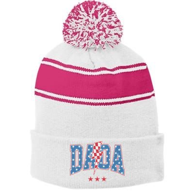 Mama Dada Mini 4th Of July American Family Matching  Stripe Pom Pom Beanie