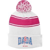 Mama Dada Mini 4th Of July American Family Matching  Stripe Pom Pom Beanie