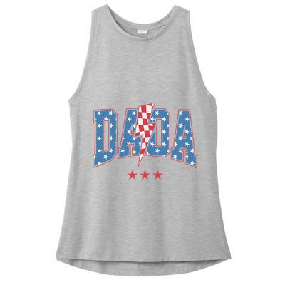Mama Dada Mini 4th Of July American Family Matching  Ladies PosiCharge Tri-Blend Wicking Tank