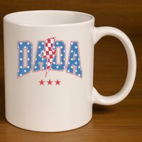 Mama Dada Mini 4th Of July American Family Matching  11oz C Handle Ceramic Mug