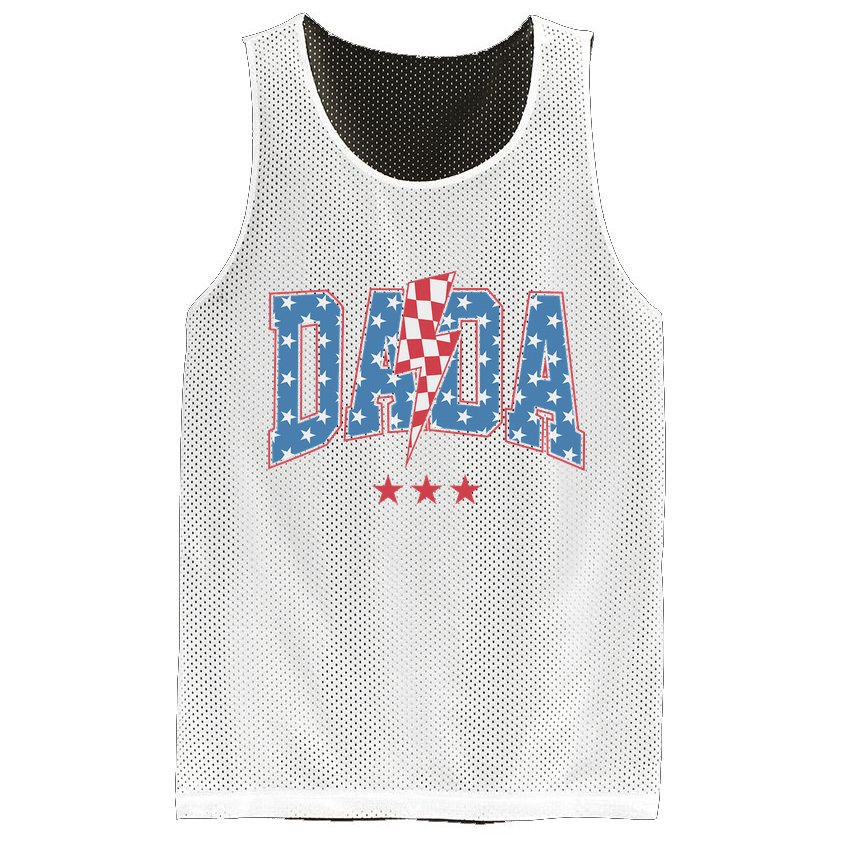 Mama Dada Mini 4th Of July American Family Matching  Mesh Reversible Basketball Jersey Tank