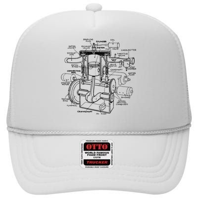 Machine Details Mechanic High Crown Mesh Back Trucker Hat