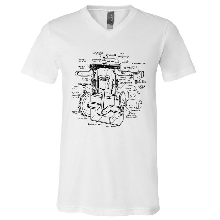 Machine Details Mechanic V-Neck T-Shirt