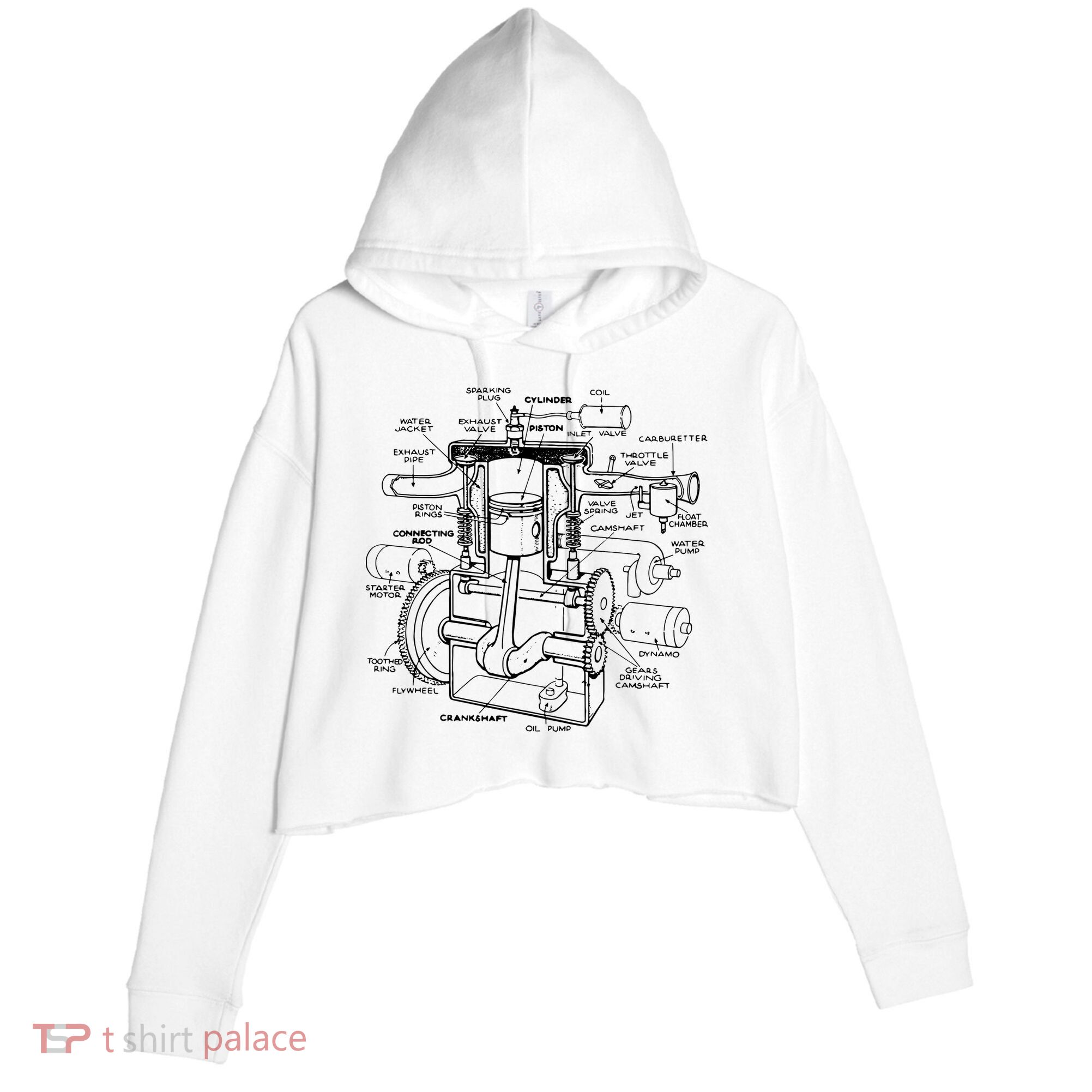 Machine Details Mechanic Crop Fleece Hoodie