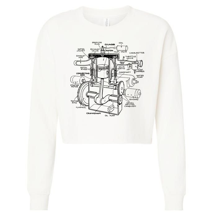 Machine Details Mechanic Cropped Pullover Crew