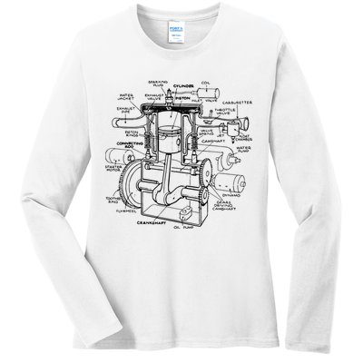 Machine Details Mechanic Ladies Long Sleeve Shirt