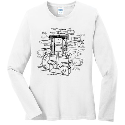 Machine Details Mechanic Ladies Long Sleeve Shirt