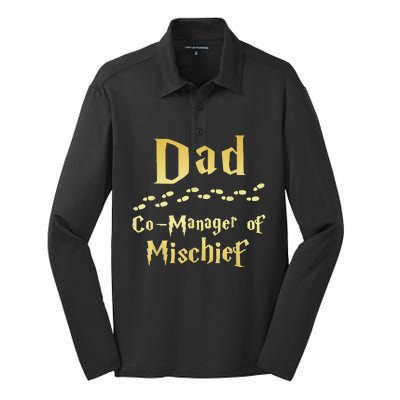 Magical Dad Manager Of Mischief Birthday Family Matching Silk Touch Performance Long Sleeve Polo