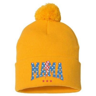 Mama Dada Mini 4th Of July American Family Matching  Pom Pom 12in Knit Beanie