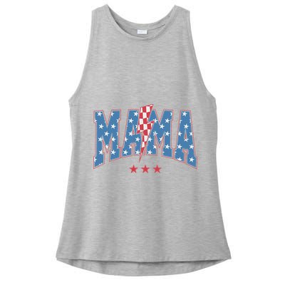 Mama Dada Mini 4th Of July American Family Matching  Ladies PosiCharge Tri-Blend Wicking Tank