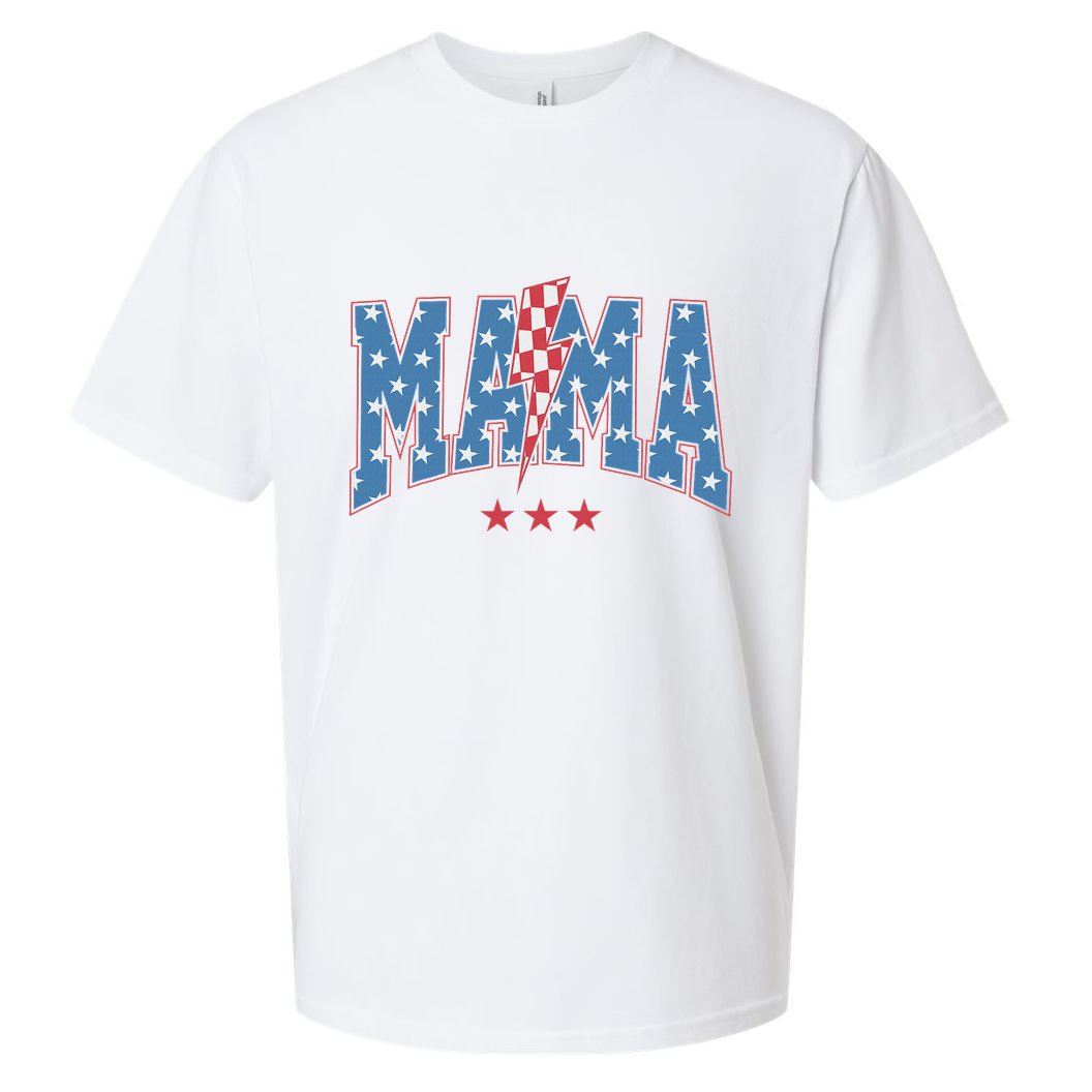 Mama Dada Mini 4th Of July American Family Matching  Sueded Cloud Jersey T-Shirt