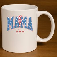 Mama Dada Mini 4th Of July American Family Matching  11oz C Handle Ceramic Mug