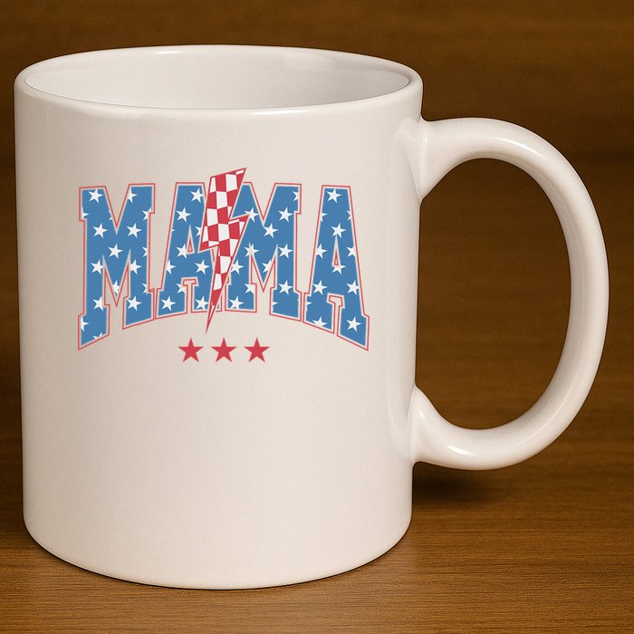 Mama Dada Mini 4th Of July American Family Matching  11oz C Handle Ceramic Mug