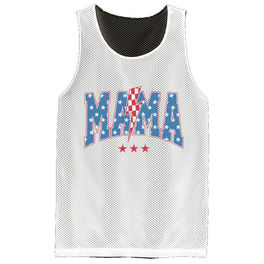 Mama Dada Mini 4th Of July American Family Matching  Mesh Reversible Basketball Jersey Tank