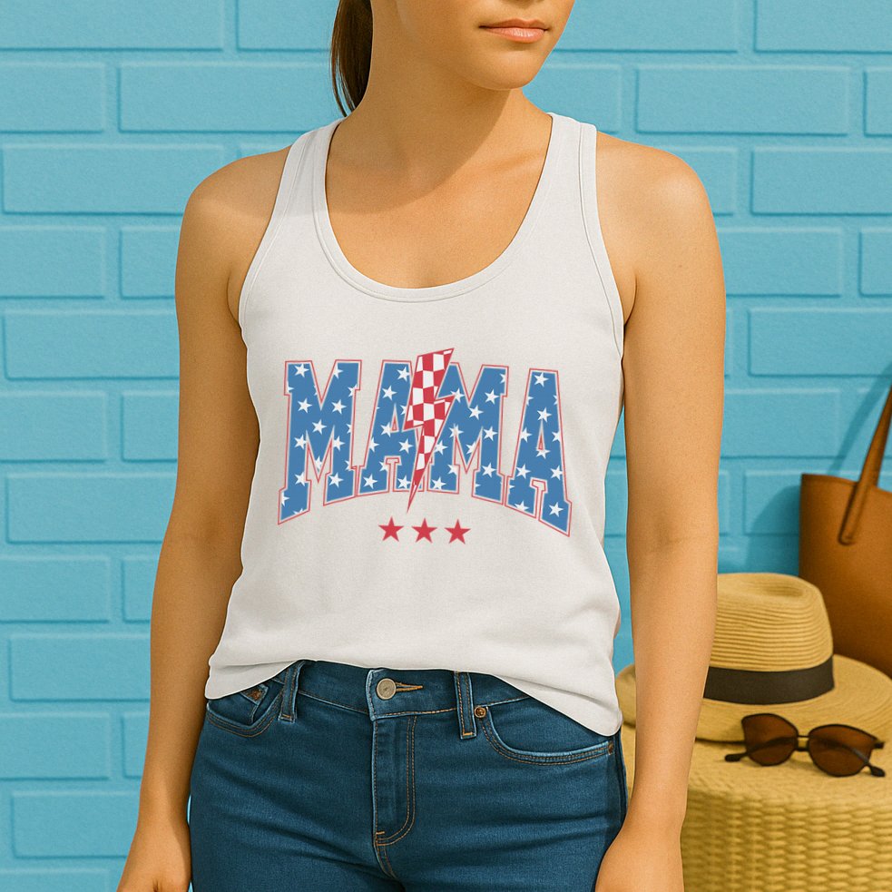 Mama Dada Mini 4th Of July American Family Matching  Womens Tank Top
