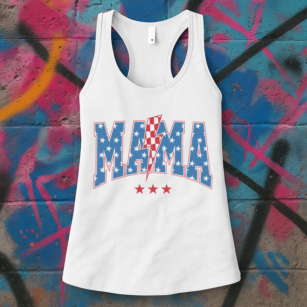 Mama Dada Mini 4th Of July American Family Matching  Womens Tank Top