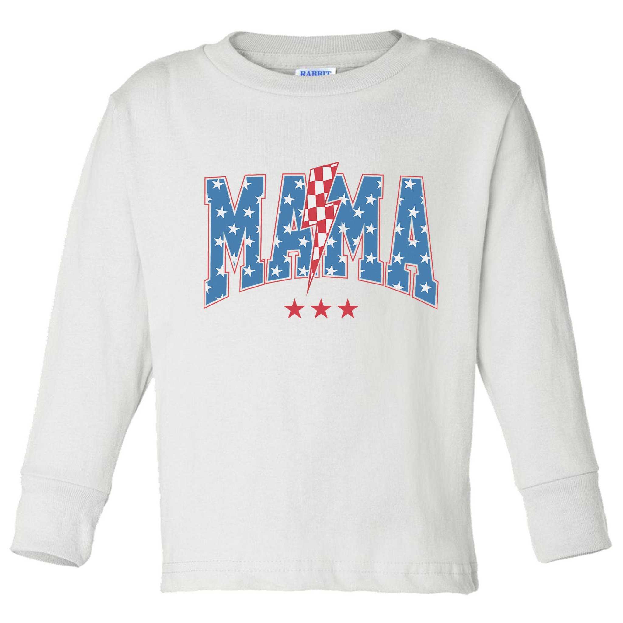 Mama Dada Mini 4th Of July American Family Matching  Toddler Long Sleeve Shirt