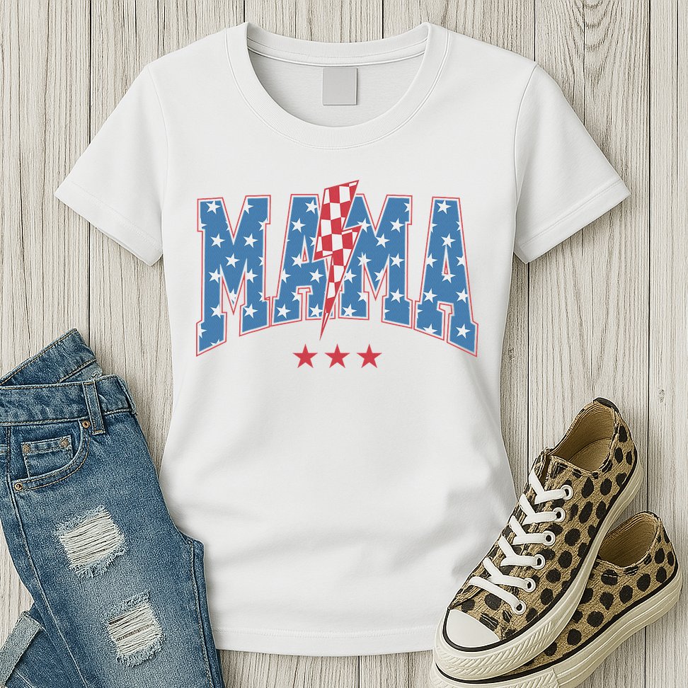 Mama Dada Mini 4th Of July American Family Matching  Womens T-Shirt