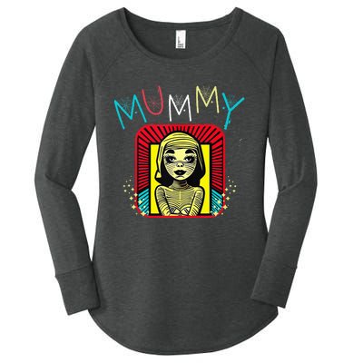 Mummy Deady Matching Mom Dad Halloween Pop Art Style Women's Perfect Tri Tunic Long Sleeve Shirt