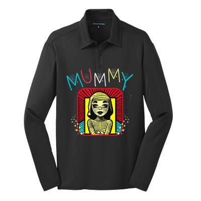 Mummy Deady Matching Mom Dad Halloween Pop Art Style Silk Touch Performance Long Sleeve Polo